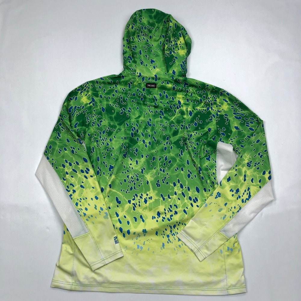 Pelagic Exo-Tech Fishing Hoodie Mens XL Green Mahi Mahi Sun Shirt UPF 50+ - Picture 9 of 10